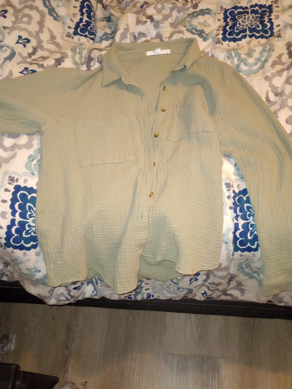 Pink Rose Womens Lightweight Shirt Jacket in Sage
